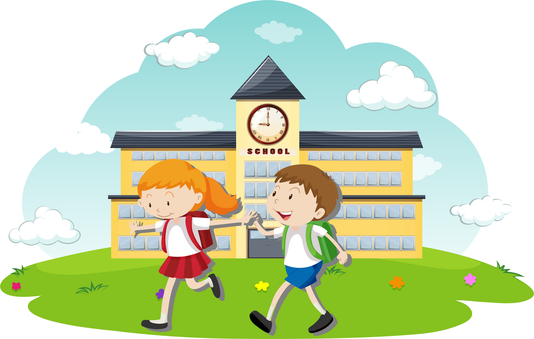 Happy Student going to School