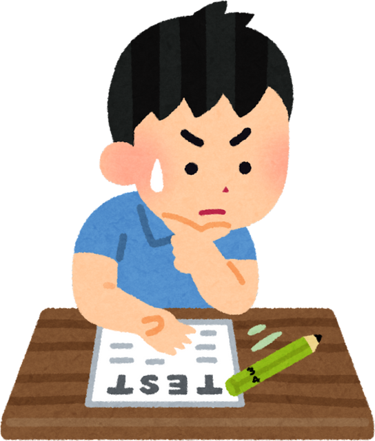 Illustration of a Boy Trying to Decide Answers on a Test by Rolling a Pencil